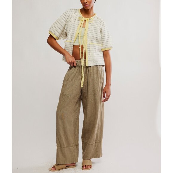 Free People Yellow and Cream Striped Hoodie - Picture 8 of 9